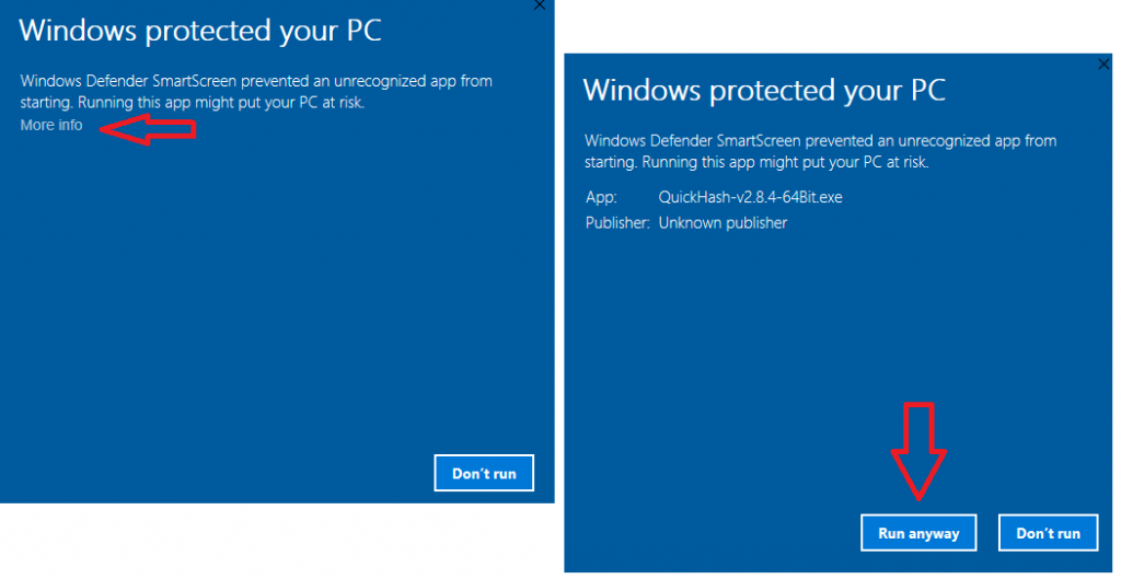 QuickHash-Windows10SecurityWarning