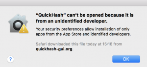 Screen Shot Apple Max OSX Security Warning