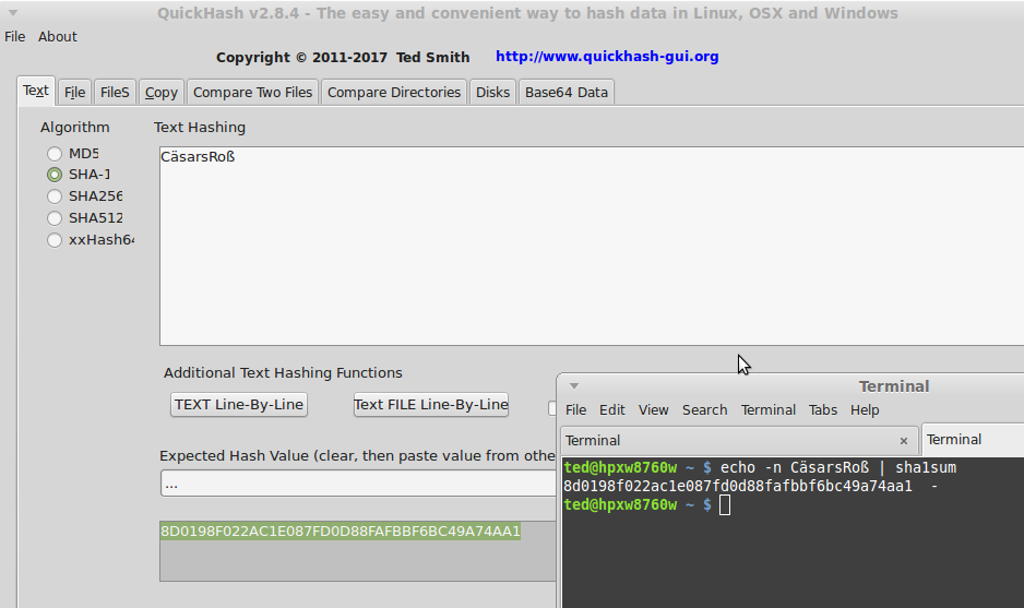 Hash Unicode Code Strings with QuickHash