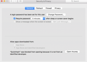 Override security warning in OSX