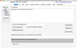 QuickHash v3.0.0 on OSX