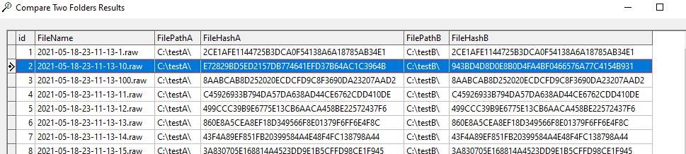 Comparing two folders of files with Quickhash-GUI