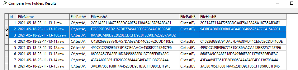 Comparing two folders of files with Quickhash-GUI